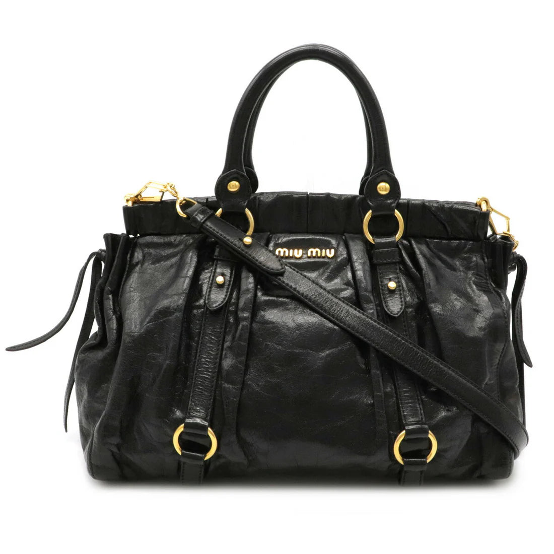 Miu Miu Shoulder Bag Leather Black🌲🍀