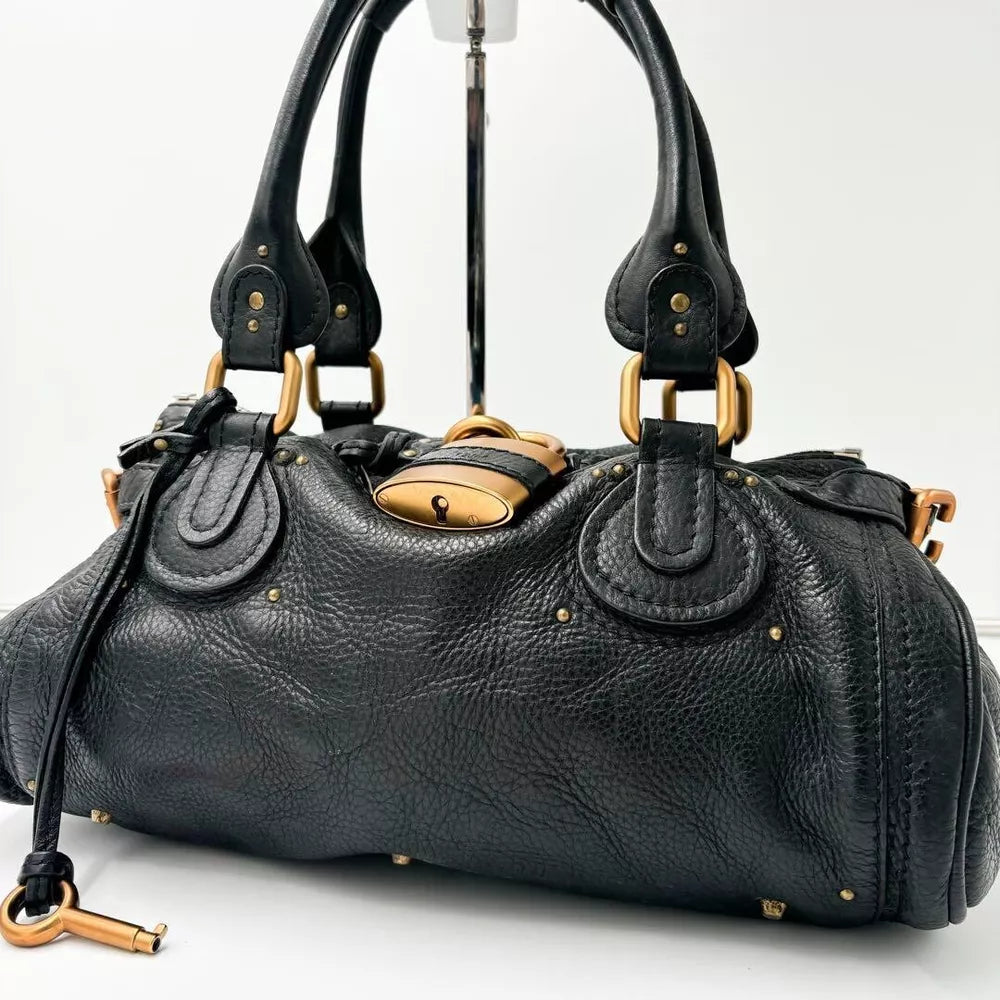Authentic Chloe Paddington Medium Black Padlock Hand Bag Tote Bag Very good✨🔥