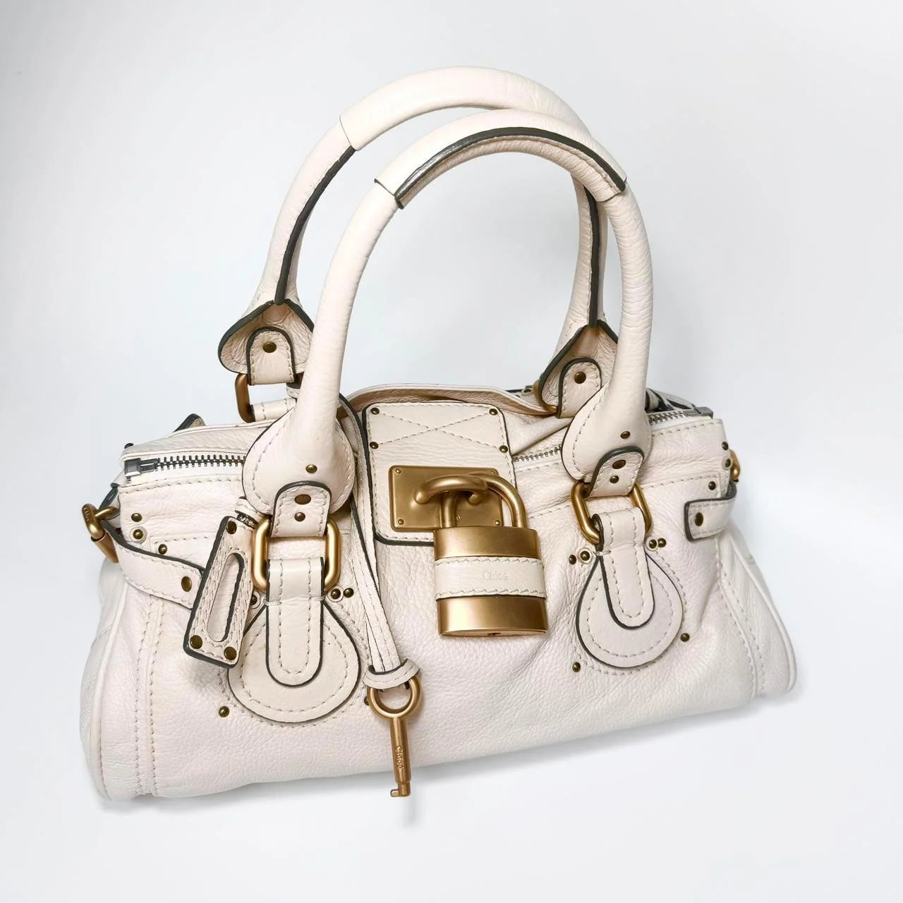π€π Preowned ChloΓ© Paddington Satchel β White with Gold Hardware ππ€