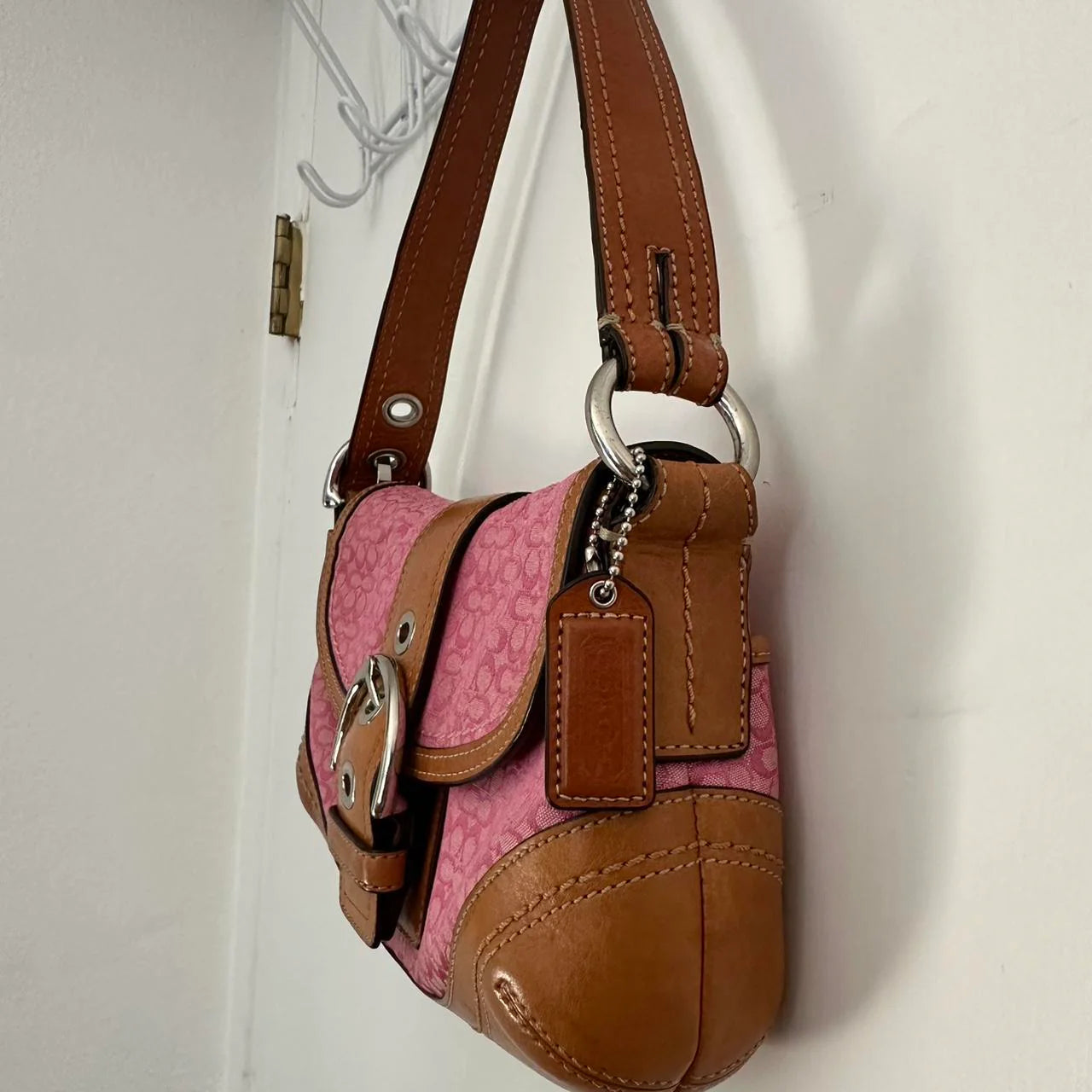 Coach Pink Signature Jacquard Soho Mini Vintage Bagππ