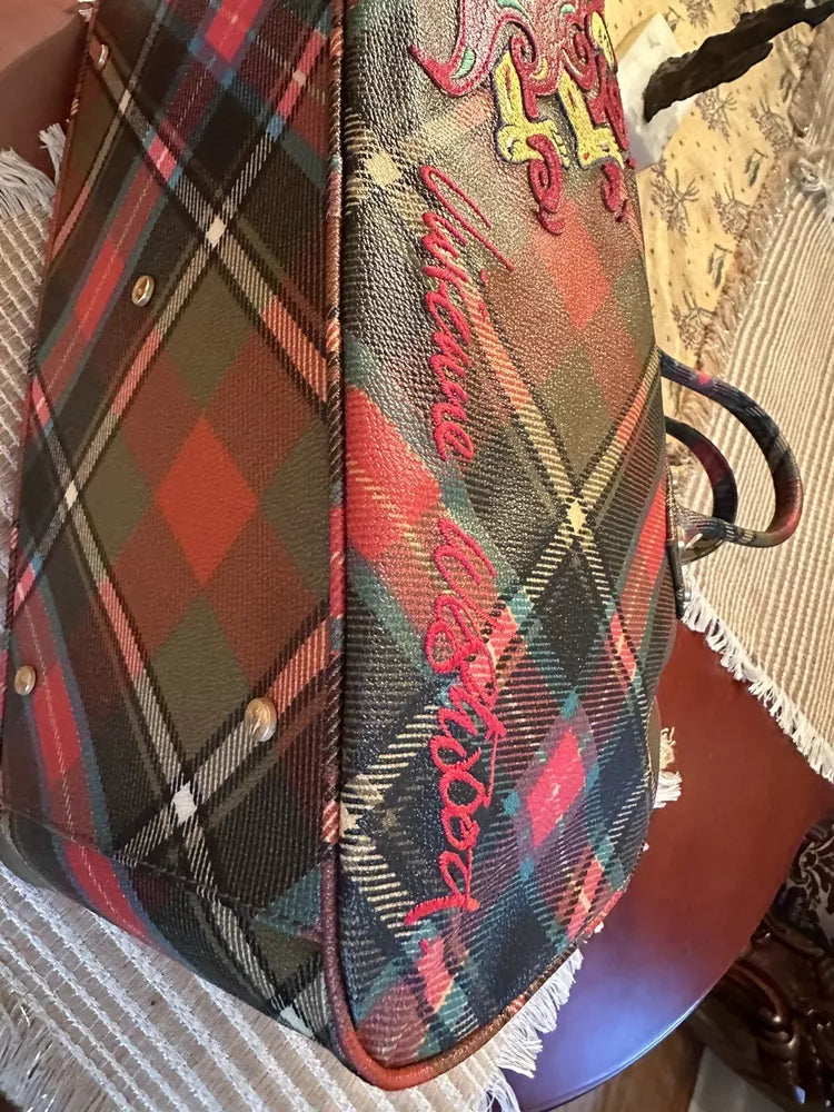 Vivienne Westwood vintage 2000's plaid tartan large embrioered vivienne🍎🔥
