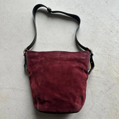 vintage coach red suede shoulder bag