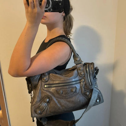 🖤💼 Preowned BALENCIAGA Classic City – Anthracite Grey with Giant Covered Hardware 💼🖤